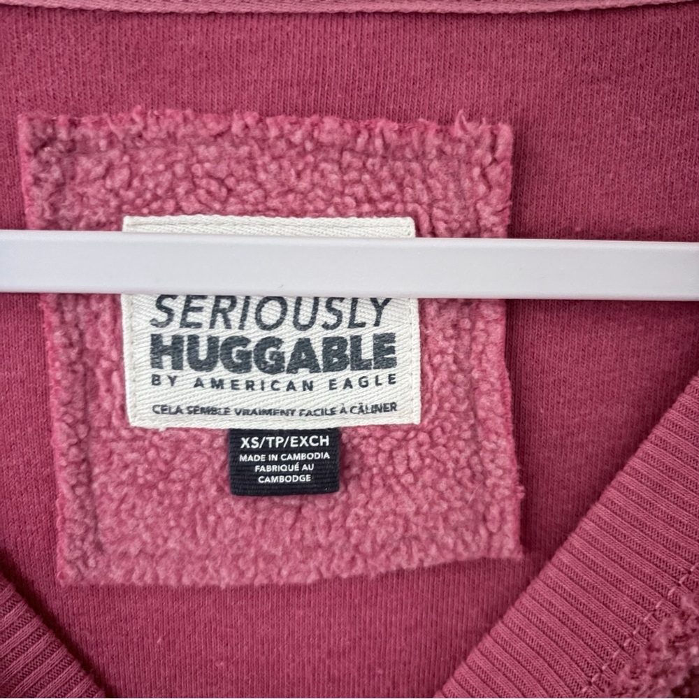AE American Eagle "Seriously Huggable" Oversized Pink Sweatshirt XS - Picture 3 of 7